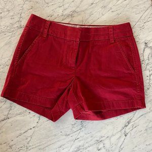 NWT J Crew 4" Chino Shorts, Red